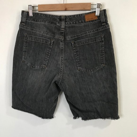 Eddie Bauer Gray Cut Off Shorts 8R Mid Rise Denim Jean Raw Edge Cotton - Picture 6 of 10